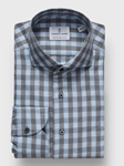 Light Pastel Blue Cotton Lyocell Luxe Flannel Checked Shirt | Emanuel Berg Casual Shirts Collection | Sam's Tailoring Fine Men's Clothing