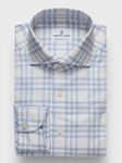 Sky Blue Cotton Luxe Flannel Twill Checked Men's Shirt | Emanuel Berg Casual Shirts Collection | Sam's Tailoring Fine Men's Clothing