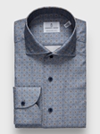 Medium Blue Cotton Luxe Flannel Geometric Men's Shirt | Emanuel Berg Casual Shirts Collection | Sam's Tailoring Fine Men's Clothing