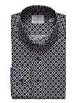 Dark Navy Printed Poplin Stretch Sport Casual Shirt | Emanuel Berg Casual Shirts Collection | Sam's Tailoring Fine Men's Clothing