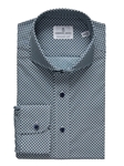 Navy Printed Poplin Stretch Sport Casual Shirt | Emanuel Berg Casual Shirts Collection | Sam's Tailoring Fine Men's Clothing