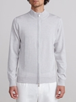 Light Grey Full Zipper Luxury Men's Cardigan | Emanuel Berg Cardigan Collection | Sam's Tailoring Fine Men Clothing