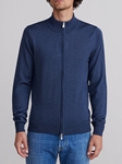 Navy Full Zipper Luxury Fine Men's Cardigan | Emanuel Berg Cardigans Collection | Sam's Tailoring Fine Men Clothing