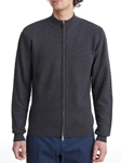 Medium Grey Light Gauge Structured Zipper Men's Cardigan | Emanuel Berg Cardigans Collection | Sam's Tailoring Fine Men Clothing