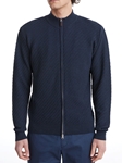 Navy Light Guage Structured Zipper Men's Cardigan | Emanuel Berg Cardigans Collection | Sam's Tailoring Fine Men Clothing