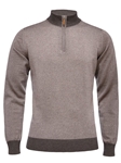 Beige Light Gauge HighNeck Men's Zipper Sweater | Emanuel Berg Sweaters Collection | Sam's Tailoring Fine Men Clothing