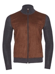 Light Grey Premium Luxury Suede Front Cardigan | Emanuel Berg Cardigans Collection | Sam's Tailoring Fine Men Clothing