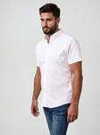 White Edge Monarch Short Sleeve Men Shirt  | Stone Rose Short Sleeve Shirts Collection | Sam's Tailoring Fine Men Clothing