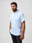 Light Blue Edge Monarch Short Sleeve Men Shirt | Stone Rose Short Sleeve Shirts Collection | Sam's Tailoring Fine Men Clothing