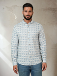 White Snowbrush Printed Men'S Nova Shirt | Stone Rose Shirts Collection | Sam's Tailoring Fine Men Clothing