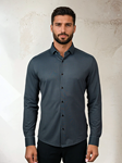 Dark Grey Micro Houndstooth Men'S Apex Shirt | Stone Rose Shirts Collection | Sam's Tailoring Fine Men Clothing