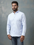 Light Blue Edge Monarch Long Sleeve Men Shirt | Stone Rose Shirts Collection | Sam's Tailoring Fine Men Clothing