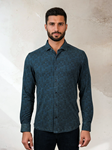 Dark Navy Country Weave Rover Long Sleeve Shirt | Stone Rose Shirts Collection | Sam's Tailoring Fine Men Clothing