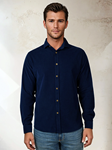 Dark Navy Corduroy Long Sleeve Traverse Men Shirt | Stone Rose Shirts Collection | Sam's Tailoring Fine Men Clothing