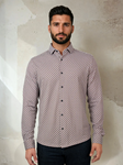 Dark Pink Brilliant Cut Geo Long Sleeve Apex Shirt | Stone Rose Shirts Collection | Sam's Tailoring Fine Men Clothing