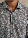 Dark Pink Urban Jungle Print Origin Men'S Shirt | Stone Rose Shirts Collection | Sam's Tailoring Fine Men Clothing