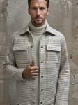 Light Beige Knit Houndstooth Men Hunter Jacket | Stone Rose Jackets Collection | Sam's Tailoring Fine Men Clothing