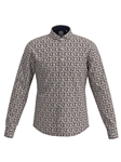 Pumpkin Medallion Print Long Sleeve Men's Shirt | Brax Men's Shirts Collection | Sam's Tailoring Fine Men Clothing