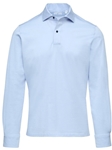 Light Pastel Blue Jacquard Luxe Long Sleeve Knit Polo | Emanuel Berg Polos Collection | Sam's Tailoring Fine Men Clothing