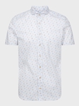 White Printed Poplin Stretch Short Sleeve Sport Casual Shirt | Emanuel Berg Short Sleeve Shirts Collection | Sam's Tailoring Fine Men Clothing