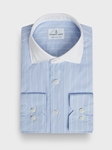 Pastel Blue Washed Natural Stretch Yoga Poplin Men's Shirt | Emanuel Berg Business Shirts Collection | Sam's Tailoring Fine Men Clothing