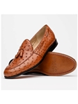 Cognac Genuine Ostrich Quill Men's Tassel Loafer | Marco Di Milano Loafers Collection | Sam's Tailoring Fine Men's Clothing