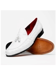 White Genuine Ostrich Quill Men's Tassel Loafer | Marco Di Milano Loafers Collection | Sam's Tailoring Fine Men's Clothing