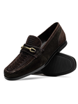 Brown Genuine Suede Ostrich Leg Men's Loafer | Marco Di Milano Loafers Collection | Sam's Tailoring Fine Men's Clothing