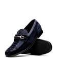 Navy Genuine Suede Ostrich Leg Men's Loafer | Marco Di Milano Loafers Collection | Sam's Tailoring Fine Men's Clothing