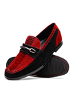 Red/Black Suede Ostrich Leg Men's Loafer | Marco Di Milano Loafers Collection | Sam's Tailoring Fine Men's Clothing