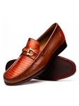 Cognac Genuine Lizard Leather Men's Slip On | Marco Di Milano Loafers Collection | Sam's Tailoring Fine Men's Clothing