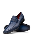 Denim Blue Ostrich Quill & Leg Classic Penny Loafer | Marco Di Milano Loafers Collection | Sam's Tailoring Fine Men's Clothing