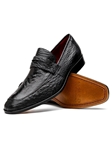 Black Ostrich Quill & Leg Classic Penny Loafer | Marco Di Milano Loafers Collection | Sam's Tailoring Fine Men's Clothing