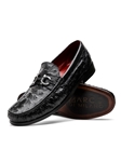 Black Genuine Ostrich Moc Toe Vamp Slip On | Marco Di Milano Loafers Collection | Sam's Tailoring Fine Men's Clothing