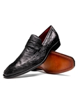 Black Full Quill Ostrich Leather Men's Slip On | Marco Di Milano Loafers Collection | Sam's Tailoring Fine Men's Clothing