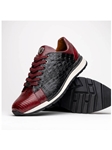 Wine/Black Genuine Crocodile & Lizard Sneaker | Marco Di Milano Sneakers Collection | Sam's Tailoring Fine Men's Clothing