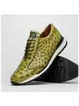 Antique Green Genuine Ostrich Quill Men's Sneaker | Marco Di Milano Sneakers Collection | Sam's Tailoring Fine Men's Clothing
