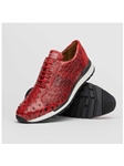 Antique Red Genuine Ostrich Quill Men's Sneaker | Marco Di Milano Sneakers Collection | Sam's Tailoring Fine Men's Clothing