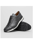 Antique Gray Genuine Ostrich Quill Men's Sneaker | Marco Di Milano Sneakers Collection | Sam's Tailoring Fine Men's Clothing