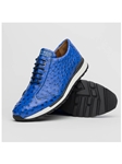Electric Blue Genuine Ostrich Quill Men's Sneaker | Marco Di Milano Sneakers Collection | Sam's Tailoring Fine Men's Clothing