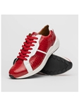 Red/White Genuine Ostrich & Calfskin Men's Sneaker | Marco Di Milano Sneakers Collection | Sam's Tailoring Fine Men's Clothing