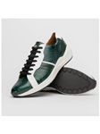 Green/White Genuine Ostrich & Calfskin Men's Sneaker | Marco Di Milano Sneakers Collection | Sam's Tailoring Fine Men's Clothing