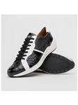 Black/White Genuine Ostrich & Calfskin Men's Sneaker | Marco Di Milano Sneakers Collection | Sam's Tailoring Fine Men's Clothing