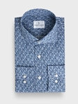 Medium Blue Seersucker Printed Casual Men's Sartorial Shirt | Emanuel Berg Casual Shirts Collection | Sam's Tailoring Fine Men Clothing