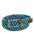 Green, White & Blue Game Day Italian Woven Stretch Belt | Torino Leather Resort Casual Belts Collection | Sam's Tailoring Fine Men's Clothing