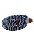Blue & White Game Day Italian Woven Stretch Belt | Torino Leather Resort Casual Belts Collection | Sam's Tailoring Fine Men's Clothing