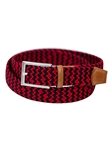 Red & Black Game Day Italian Woven Stretch Belt | Torino Leather Resort Casual Belts Collection | Sam's Tailoring Fine Men's Clothing
