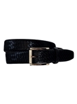 Black Italian Leather Woven Print Men'S Belt | Torino Leather Dress Elegance Belts Collection | Sam's Tailoring Fine Men's Clothing