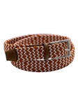 Burnt Orange & White Game Day Italian Woven Stretch Belt | Torino Leather Resort Casual Belts Collection | Sam's Tailoring Fine Men's Clothing