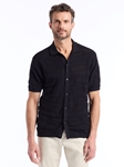 Black Zebra Print Penlyn Short Sleeve Men Sweater | Robert Graham Sweaters Collection | Sam's Tailoring Fine Men's Clothing